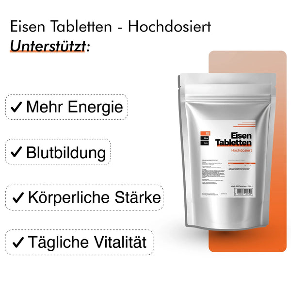 dkansnatural Eisen Bisglycinat Dose – gut verträgliches Eisen Nahrungsergänzungsmittel 25mg