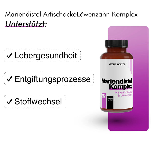 Mariendistel Artischocke Löwenzahn Komplex - 120 Kapseln - dkansnatural
