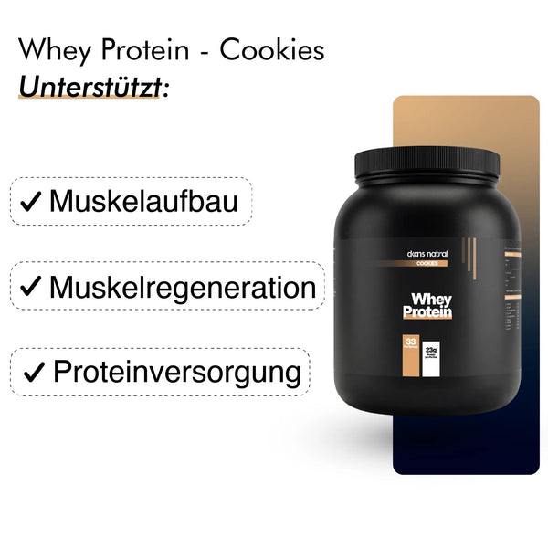 dkansnatural Whey Protein Cookies Dose – hochwertiges Eiweißpulver Cookies and Cream Geschmack