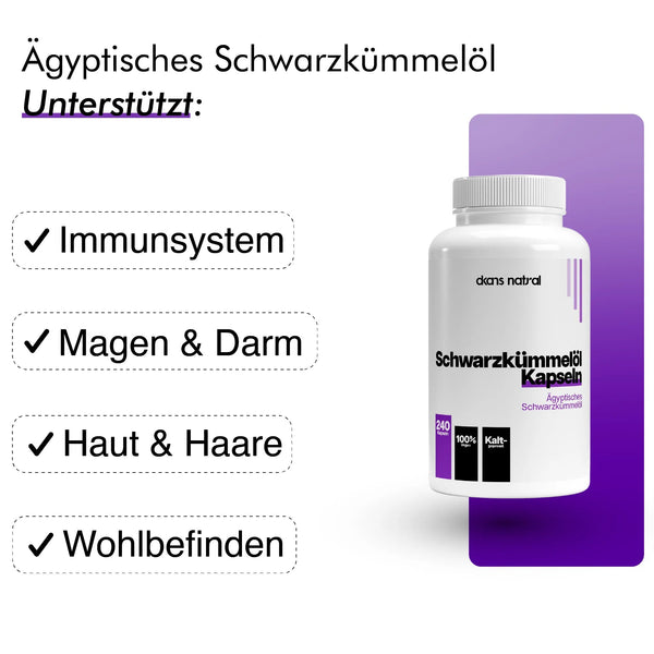 dkansnatural Schwarzkümmelöl ägyptisch – natürliches Nahrungsergänzungsmittel mit Thymoquinon