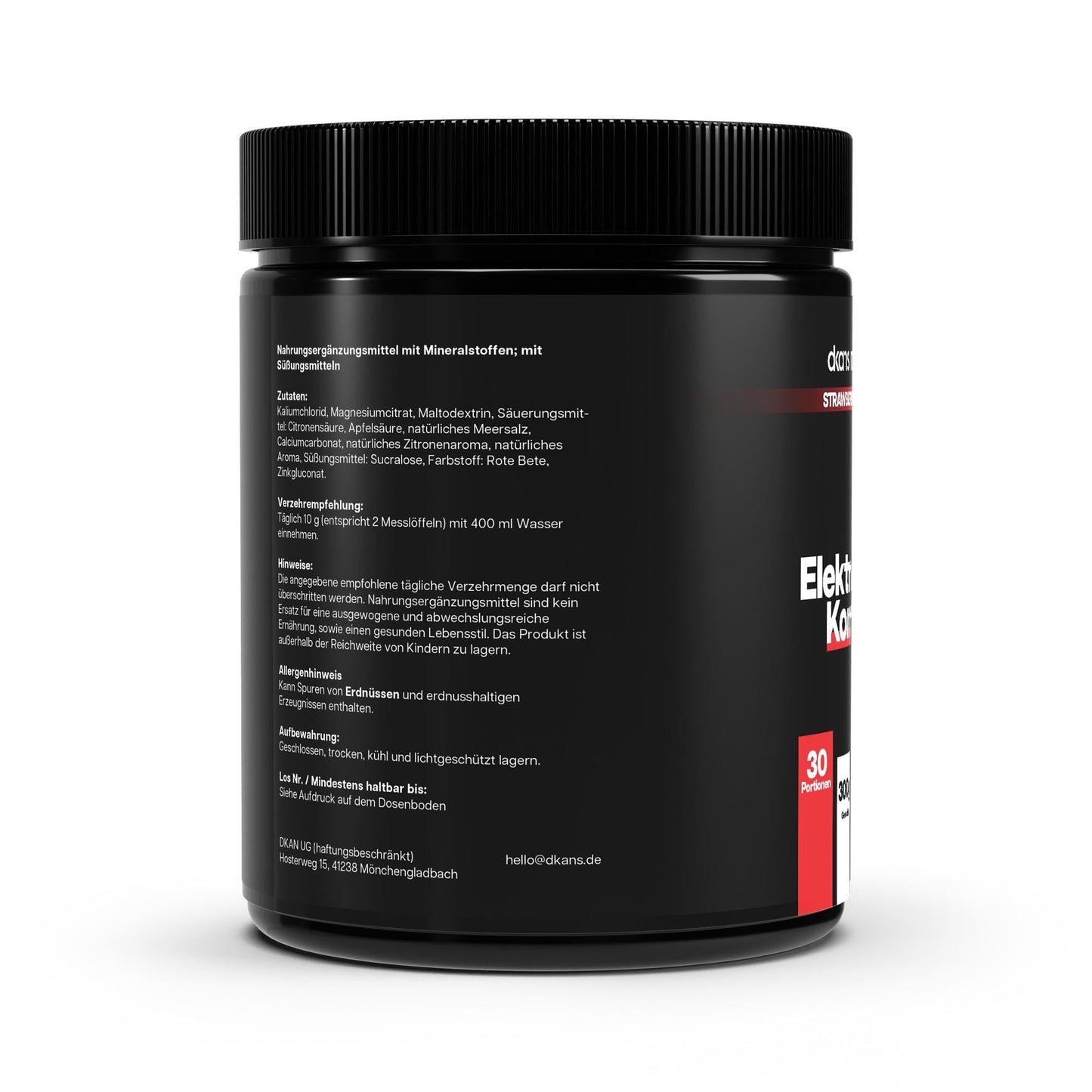 Elektrolyte Pulver Rückseite – Zusammensetzung Elektrolyte Natrium Kalium Magnesium dkansnatural