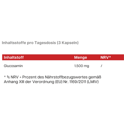 Glucosamin 500mg Dose Vorderseite – hochdosiertes Gelenkschutz Supplement dkansnatural