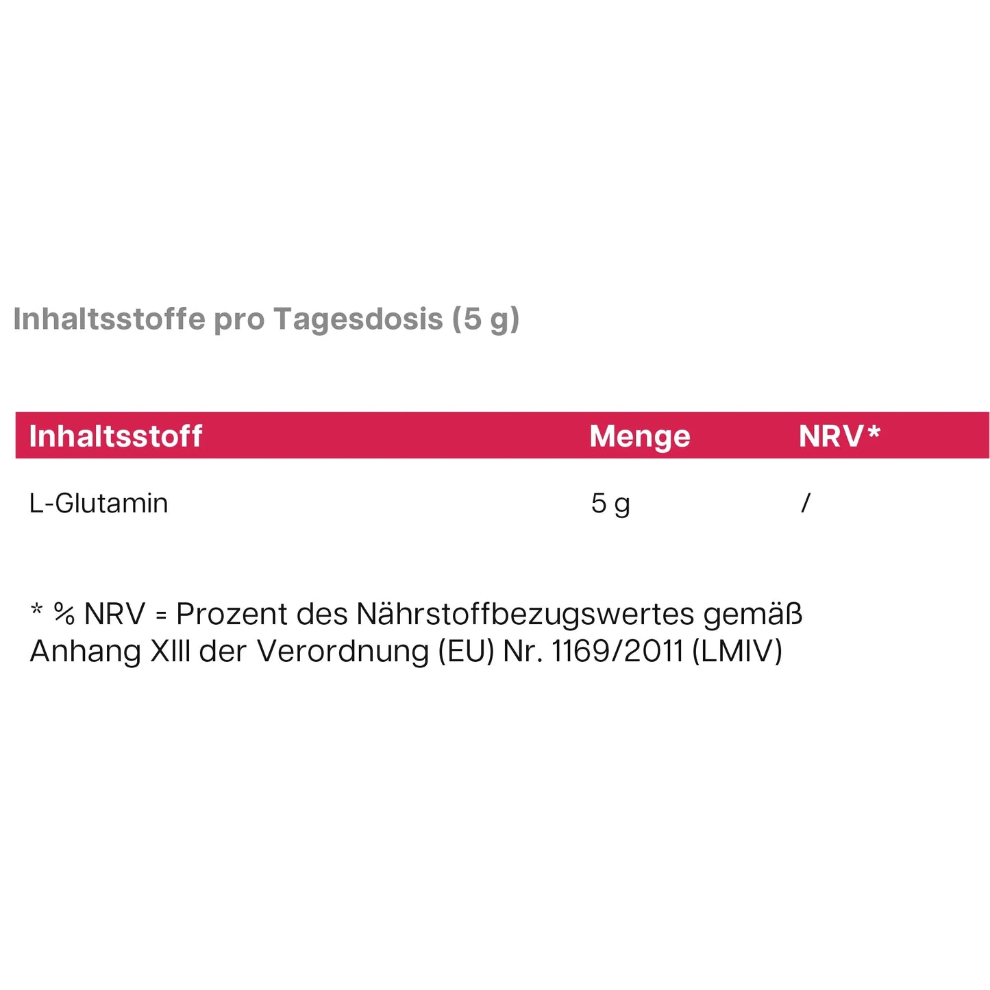 L-Glutamin Doypack Rückseite – Nährwerte und Inhaltsstoffe dkansnatural Glutamin Supplement