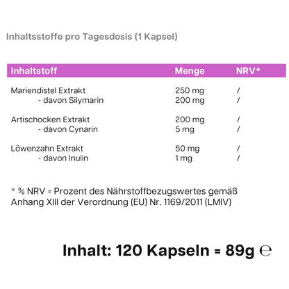 Mariendistel Artischocke Löwenzahn Komplex - 120 Kapseln - dkansnatural