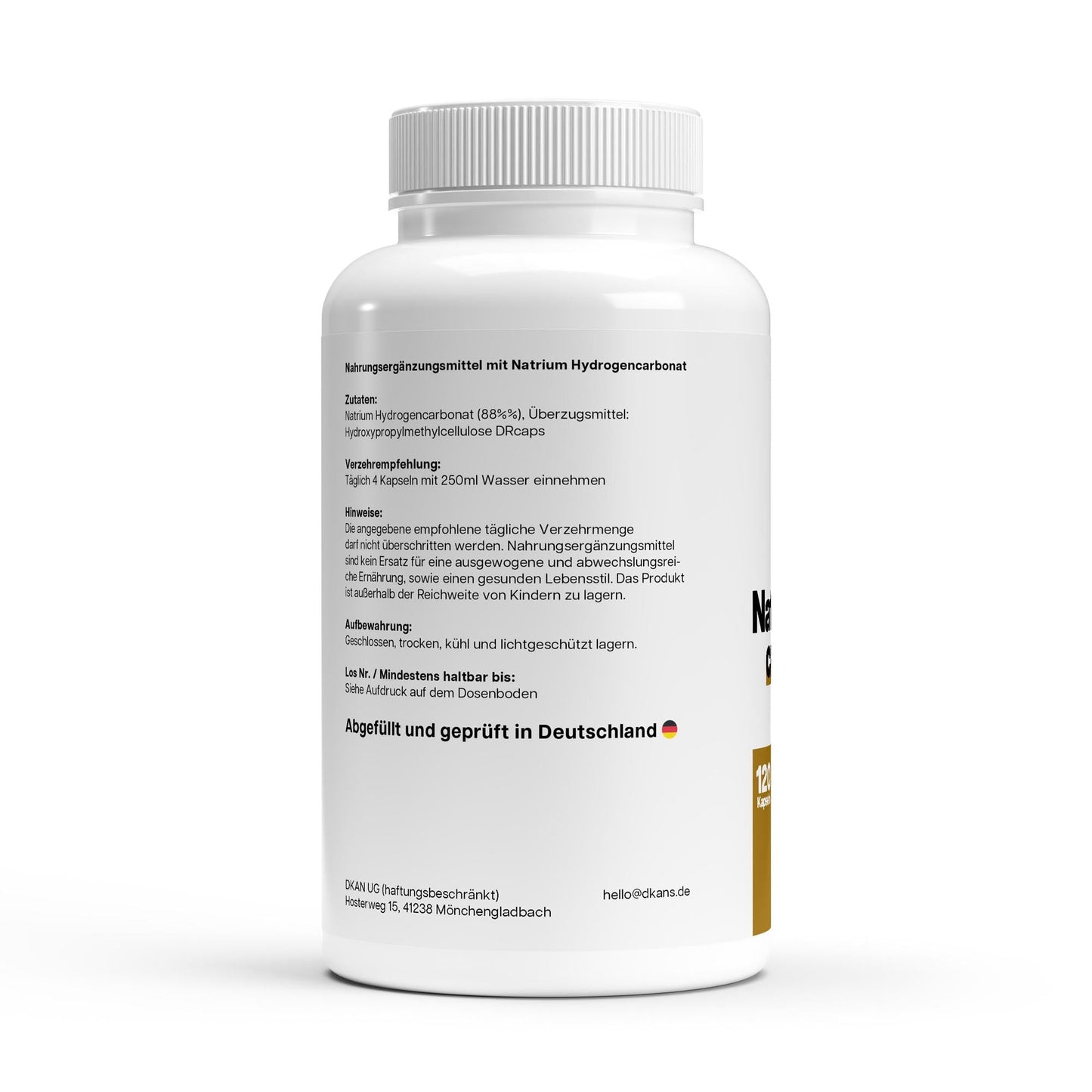 Natrium Kapseln Rückseite – Nährwerte und Inhaltsstoffe dkansnatural Elektrolyt Supplement