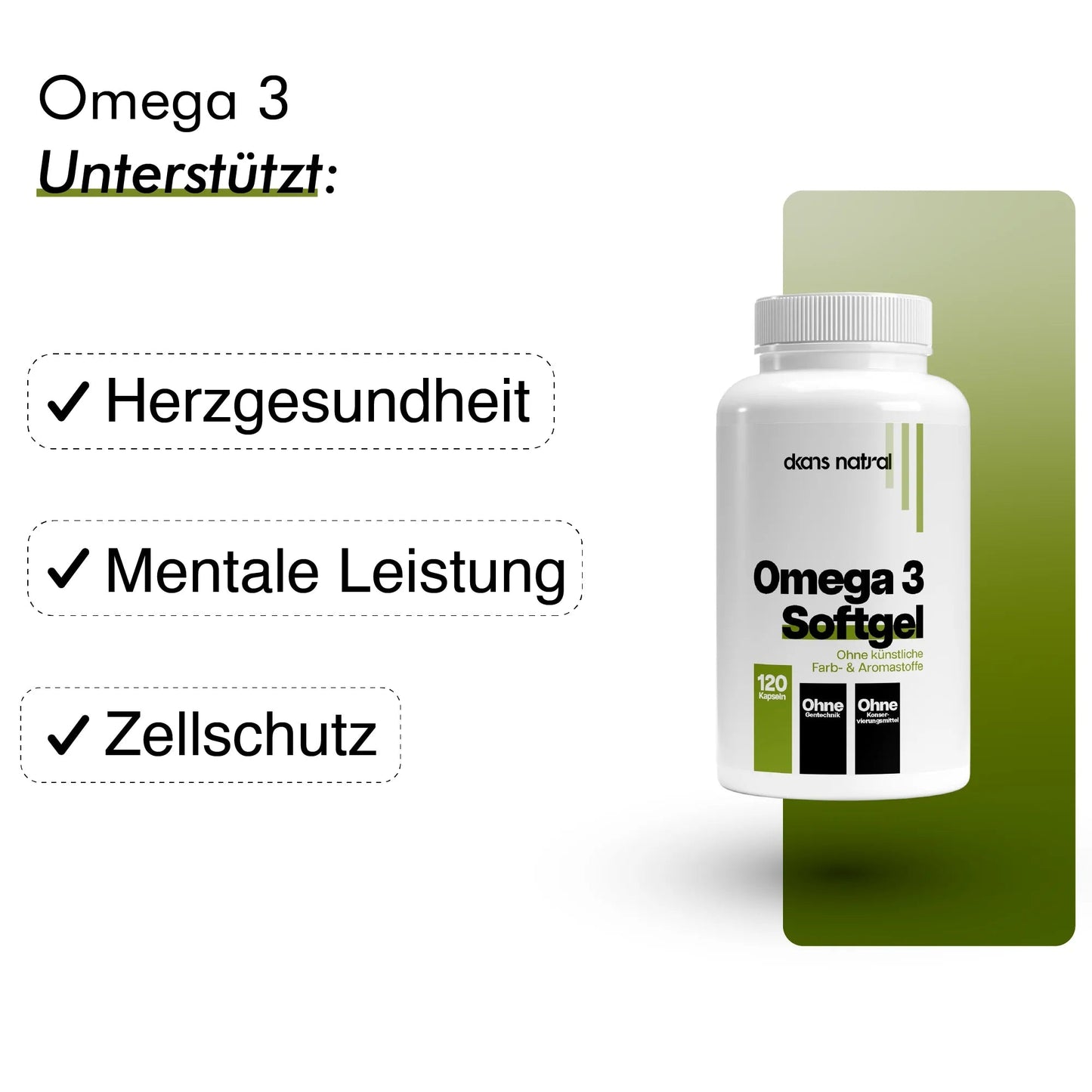 dkansnatural Omega 3 Triglyceride Supplement – Fischöl Kapseln für Herz Gehirn und Gelenke