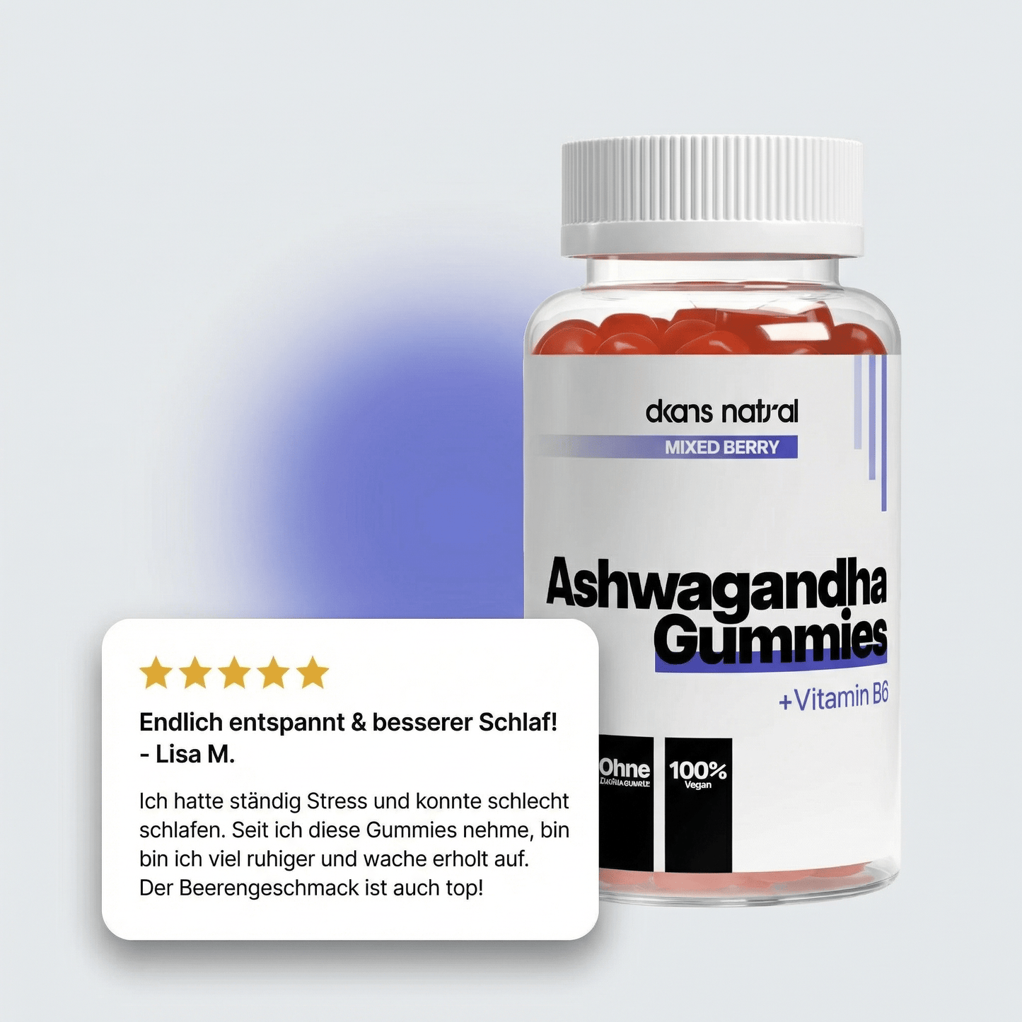 Premium Ashwagandha Gummies 300 + Vitamin B6, - dkansnatural