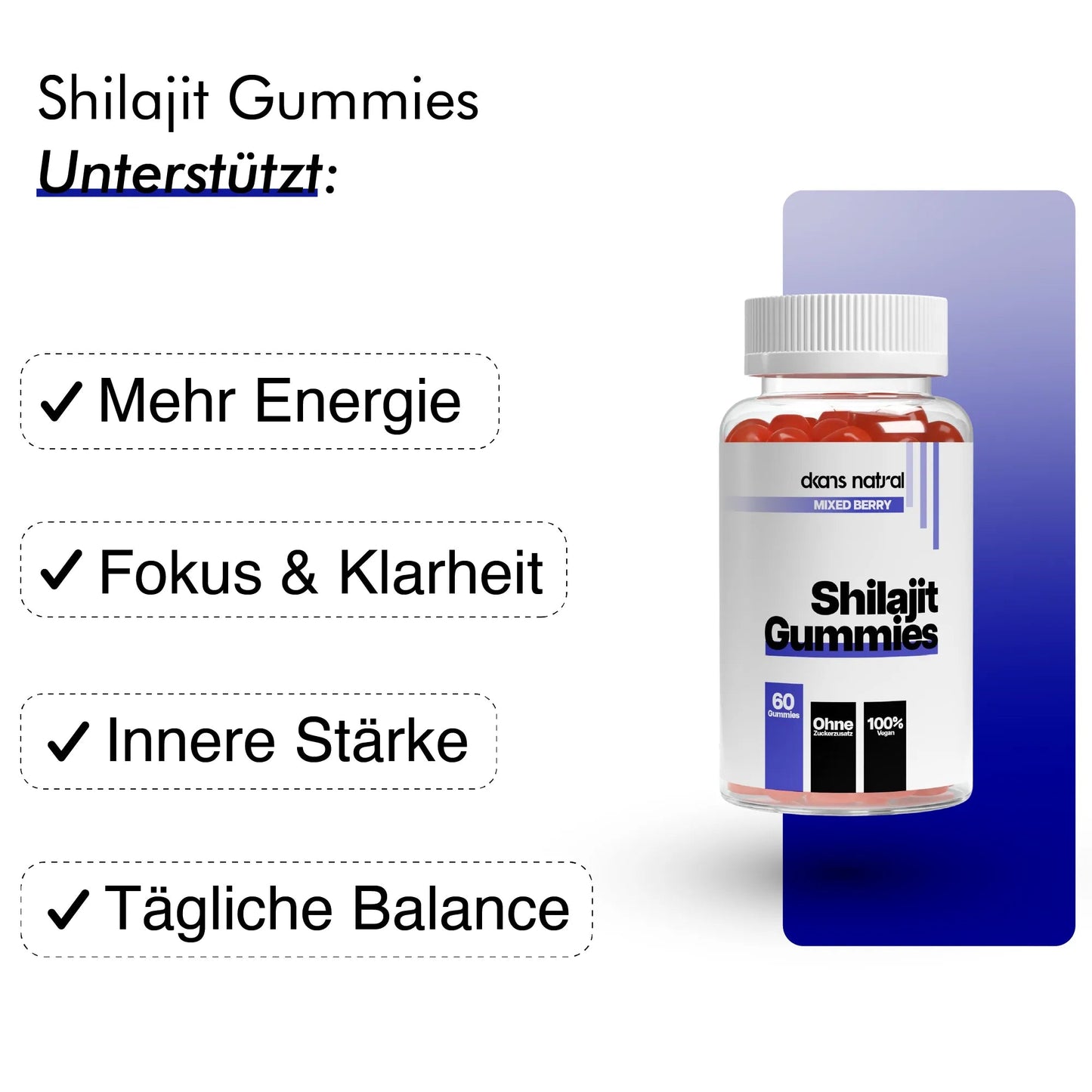 Premium Shilajit Gummies 1000 + Vitamin C,B6, B12 - dkansnatural