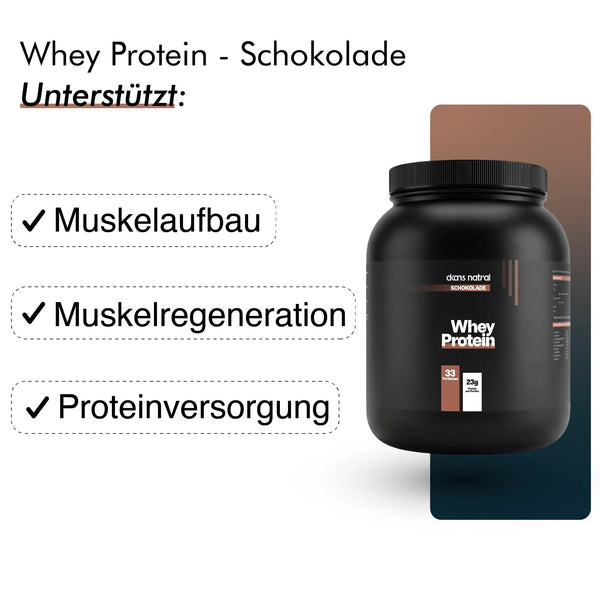 dkansnatural Whey Protein Schokolade Dose – hochwertiges Eiweißpulver für Sportler und Fitness