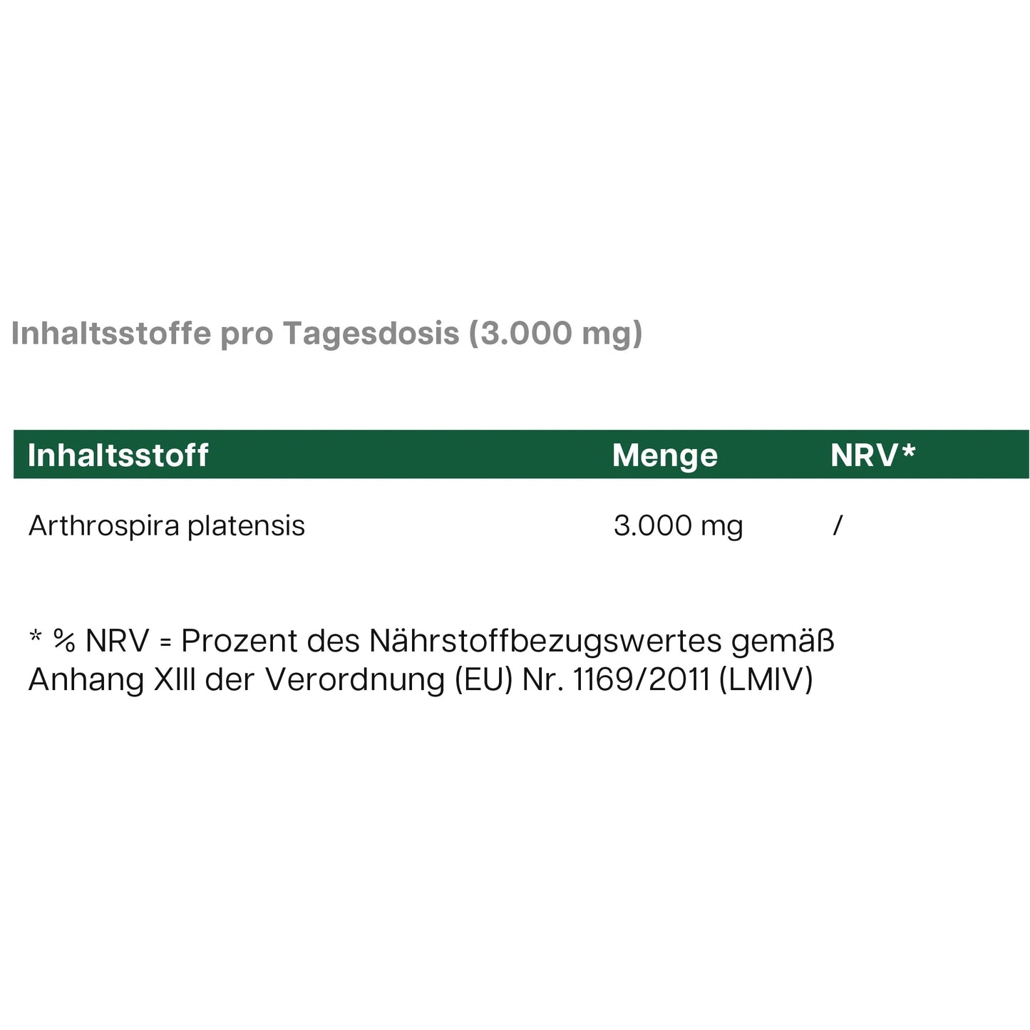 Spirulina Pulver Rückseite – Nährwerte und Inhaltsstoffe dkansnatural Algen Nahrungsergänzungsmittel