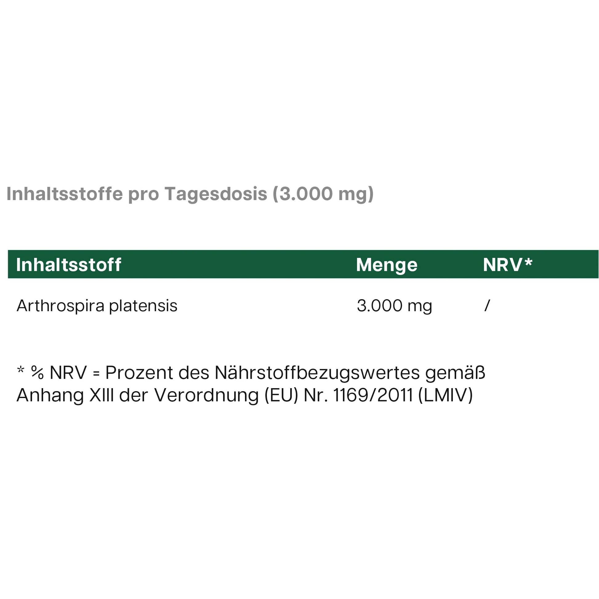 Spirulina Pulver Rückseite – Nährwerte und Inhaltsstoffe dkansnatural Algen Nahrungsergänzungsmittel